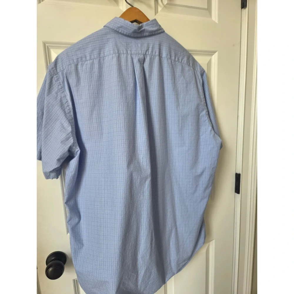 Ralph Lauren Mens XL Classic Fit Blue Plaid Short Sleeve Button Down 100% Cotton